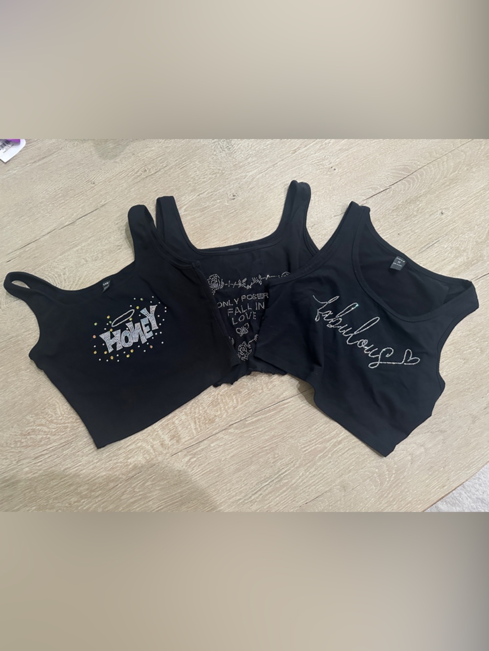 SHEIN Black Crop Tank Tops - Pack of 3